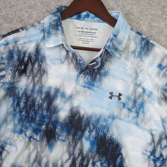 UNDER ARMOUR Mens XLT Heatgear Performance Polo Camo Abstract Loose Fit Shirt - Picture 1 of 8